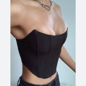 White Fox Black Corset Top
